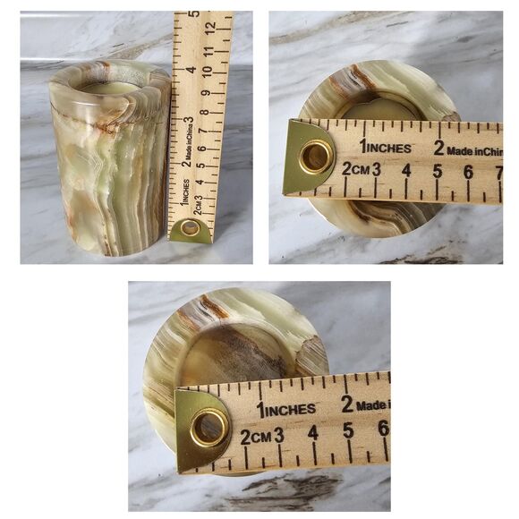 Onyx Green Candle Holder set, Dining table candles, Christmas Mantel Decor New - Picture 11 of 11